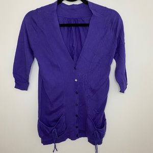 Purple bow pocket cardigan